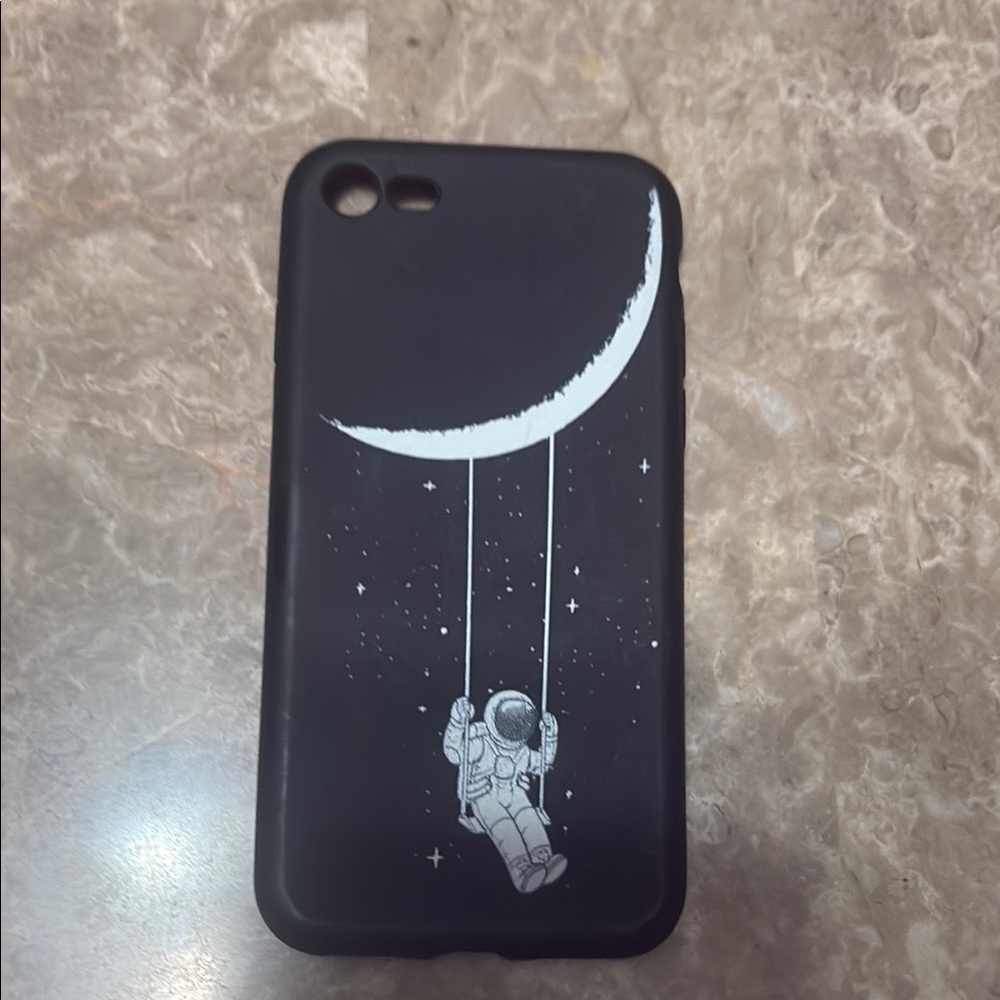 Astronaut Moon Swing Black Phone Case
